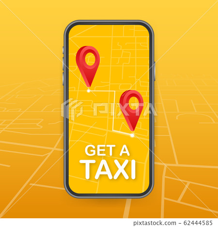 Get a taxi. Taxi banner. Online mobile application order taxi service horizontal illustration. Vector stock illustration. Get a taxi. Taxi banner. Online mobile application order taxi service horizontal illustration. Vector stock illustration. 62444585