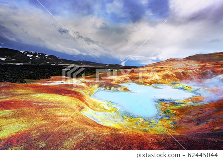 Acid hot lake in the geothermal valley 62445044