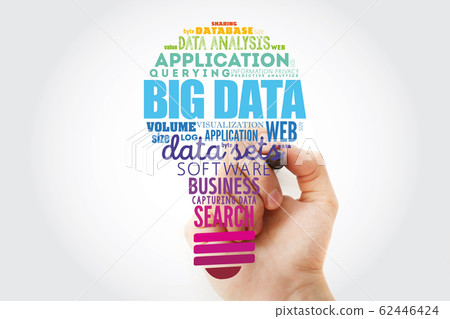 Big Data light bulb word cloud collage 62446424