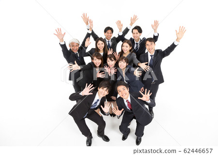 人數眾多，業務，緊張，揮舞，萬歲，鳥瞰 62446657