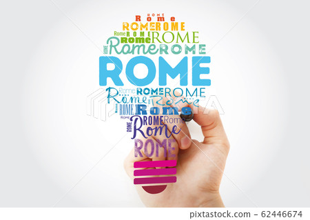Rome light bulb word cloud, travel concept 62446674
