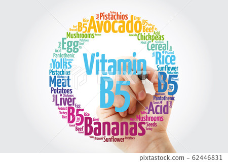 Vitamin B5 word cloud collage, health concept 62446831
