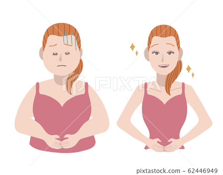 Illustration of a woman who succeeded in dieting - Stock Illustration ...