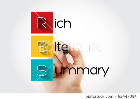 RSS - Rich Site Summary acronym with marker RSS - Rich Site Summary acronym with marker 62447084