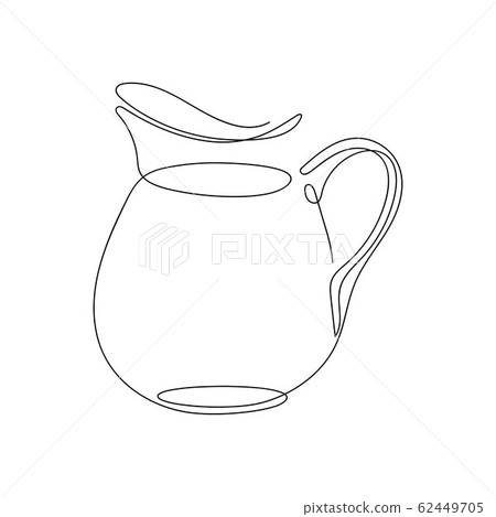 The milk jug is drawn in one line. Continuous line. Minimalistic graphics. The milk jug is drawn in one line. Continuous line. Minimalistic graphics. 62449705