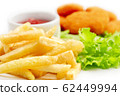 chicken nuggets with french fries 62449994