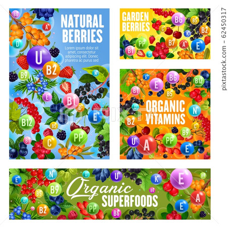 Vitamins in cherry fruits and strawberry berries 62450317