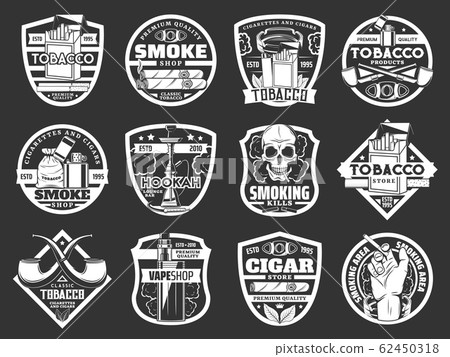 Cigarette packs, cigar, skull, tobacco leaf, vape Cigarette packs, cigar, skull, tobacco leaf, vape 62450318