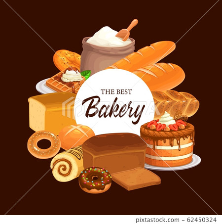 Bread, baguette, cake. Bakery and pastry food Bread, baguette, cake. Bakery and pastry food 62450324