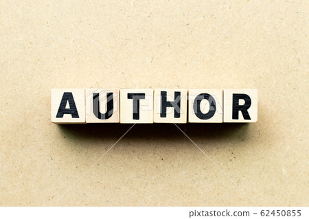 Alphabet letter block in word author on wood background  62450855