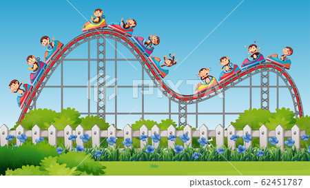 Scene with monkeys on circus ride in the park 62451787