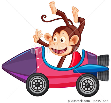 Monkey riding and flipping on toy car Monkey riding and flipping on toy car 62451836