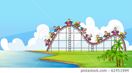 Scene with monkeys riding roller coaster in the Scene with monkeys riding roller coaster in the 62451994