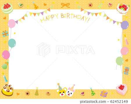 Cute birthday frames for cakes, flags and balloons 62452149