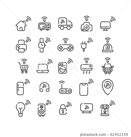 Internet of Things outline icon set. Vector and 62452159