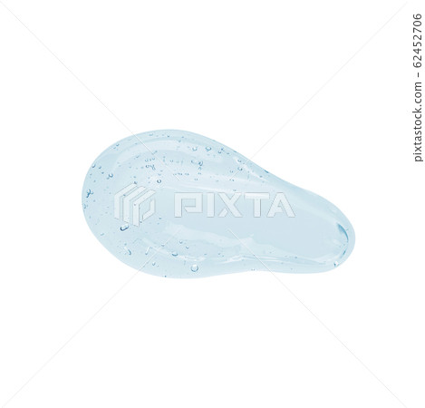 Clear blue liquid serum gel smudge with bubbles isolated on white background Clear blue liquid serum gel smudge with bubbles isolated on white background 62452706