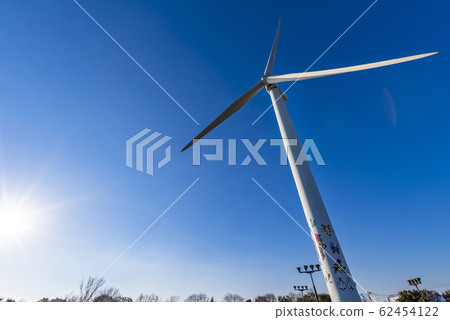 Huge windmill at Wakasu wind power facility 62454122
