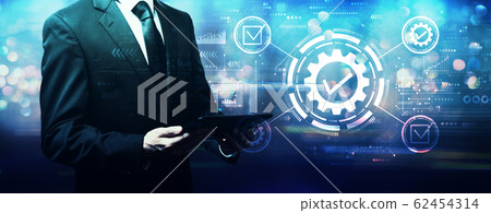 Quality control approval with businessman 62454314