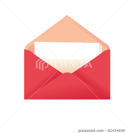 Modern vector illustration of pink envelope with blank card. Postal envelope 62454840