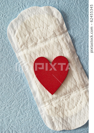 Sanitary napkin and red heart Sanitary napkin and red heart 62455345