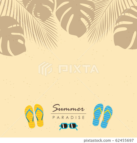 summer holiday beach design sand palm leaves sunglasses and sandals 62455697