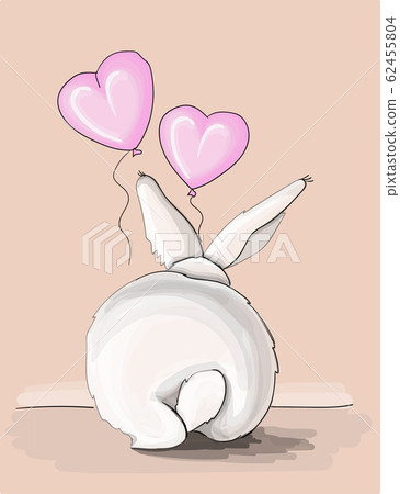 vector illustrations valentine,cute bunny gives his heart 62455804
