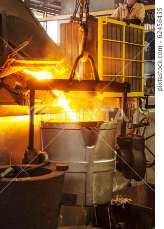 Blast furnace melting work manufacturing factory town factory image material 62456455