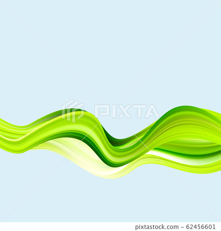 Green abstract wavy background. Acrylic paint flow wave Green abstract wavy background. Acrylic paint flow wave 62456601