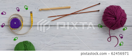 Background with knitting and crocheting tools and Background with knitting and crocheting tools and 62456971