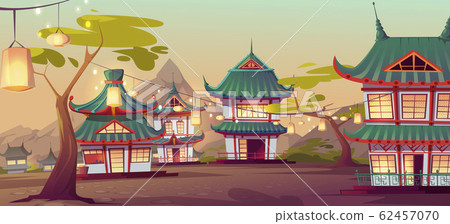 Chinese village street with old typical houses Chinese village street with old typical houses 62457070