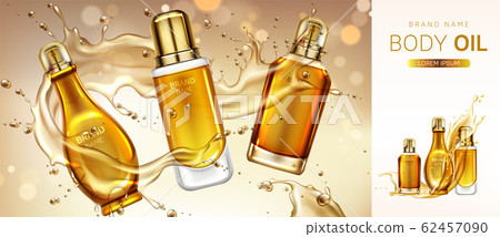 Body oil cosmetics product bottles mockup banner. Body oil cosmetics product bottles mockup banner. 62457090