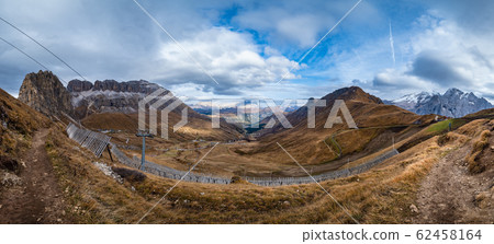 Autumn Dolomites mountain scene from hiking path 62458164