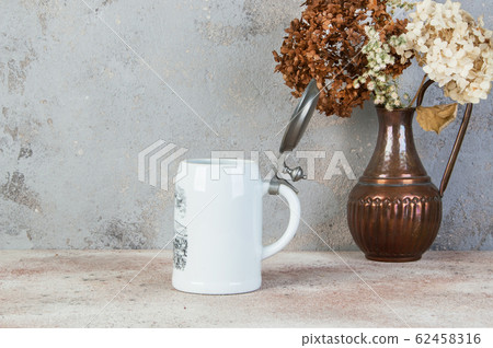 White collectible vintage ceramic beer mug 62458316