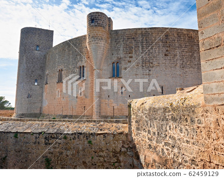 Beautiful old Castell de Bellver, sky with clouds, Beautiful old Castell de Bellver, sky with clouds, 62459129
