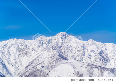 從白澤山口看的冬天的白馬三山 長野縣 照片素材 圖片 圖庫