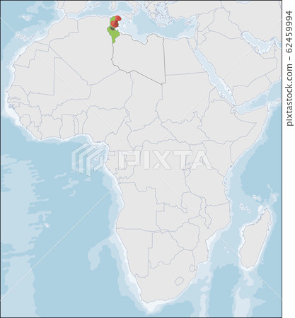 Where Is Tunisia Located On The Map Republic Of Tunisia Location On Africa Map - Stock Illustration [62459994]  - Pixta