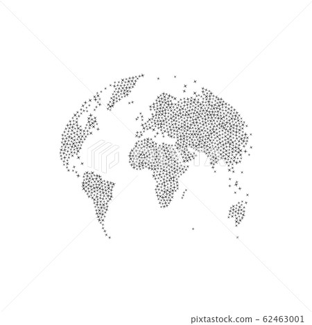 Detailed world map in globe shape with set stars, isolated on white background. Earth Day Object. Flat vector illustration EPS10 Detailed world map in globe shape with set stars, isolated on white background. Earth Day Object. Flat vector illustration EPS10 62463001