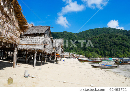 The Moken Sea Gypsy Village at Koh Surin on the Mu Ko Surin National Park, Surin Islands of Thailand. The Moken Sea Gypsy Village at Koh Surin on the Mu Ko Surin National Park, Surin Islands of Thailand. 62463721