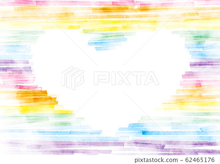 彩虹色心框架水彩 62465176