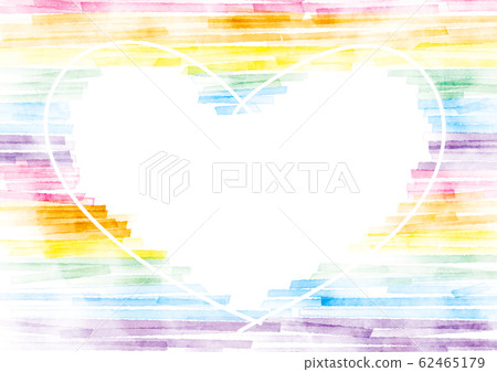Rainbow-colored heart frame watercolor 62465179