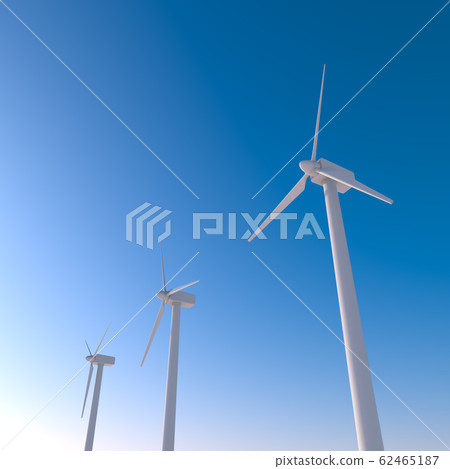 A wind turbine that rotates with the wind. Huge wind engine. 3D illustration 62465187