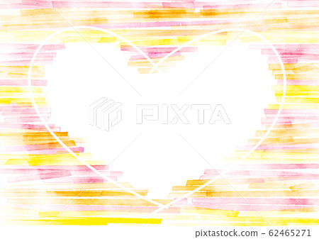 Orange and pink heart frame watercolor 62465271