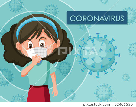 Coronavirus poster design with girl wearing mask Coronavirus poster design with girl wearing mask 62465550