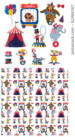 Seamless background design with circus animals - Stock Illustration ...
