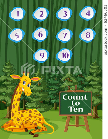 Counting number one to ten with giraffe in the 62466503
