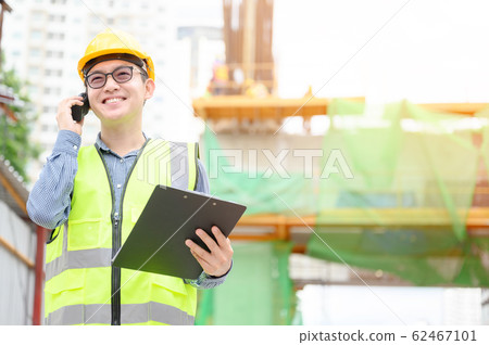Young asian engineers are working on the construction site 62467101