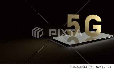 The 5g gold on smart phone 3d rendering for technology content. The 5g gold on smart phone 3d rendering for technology content. 62467245