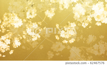 Background-Japanese-Japanese paper-Japanese style-Japanese pattern-Spring-Cherry-Branch-Gold leaf 62467576