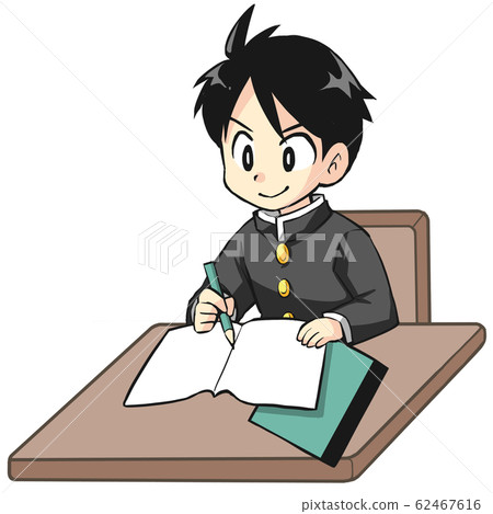 Illustration of a junior high school student studying 62467616