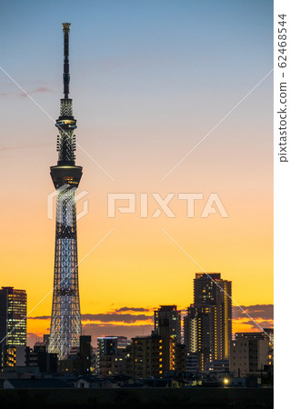 Cityscape-Tokyo Sky Tree and Cityscape at Sunset 62468544